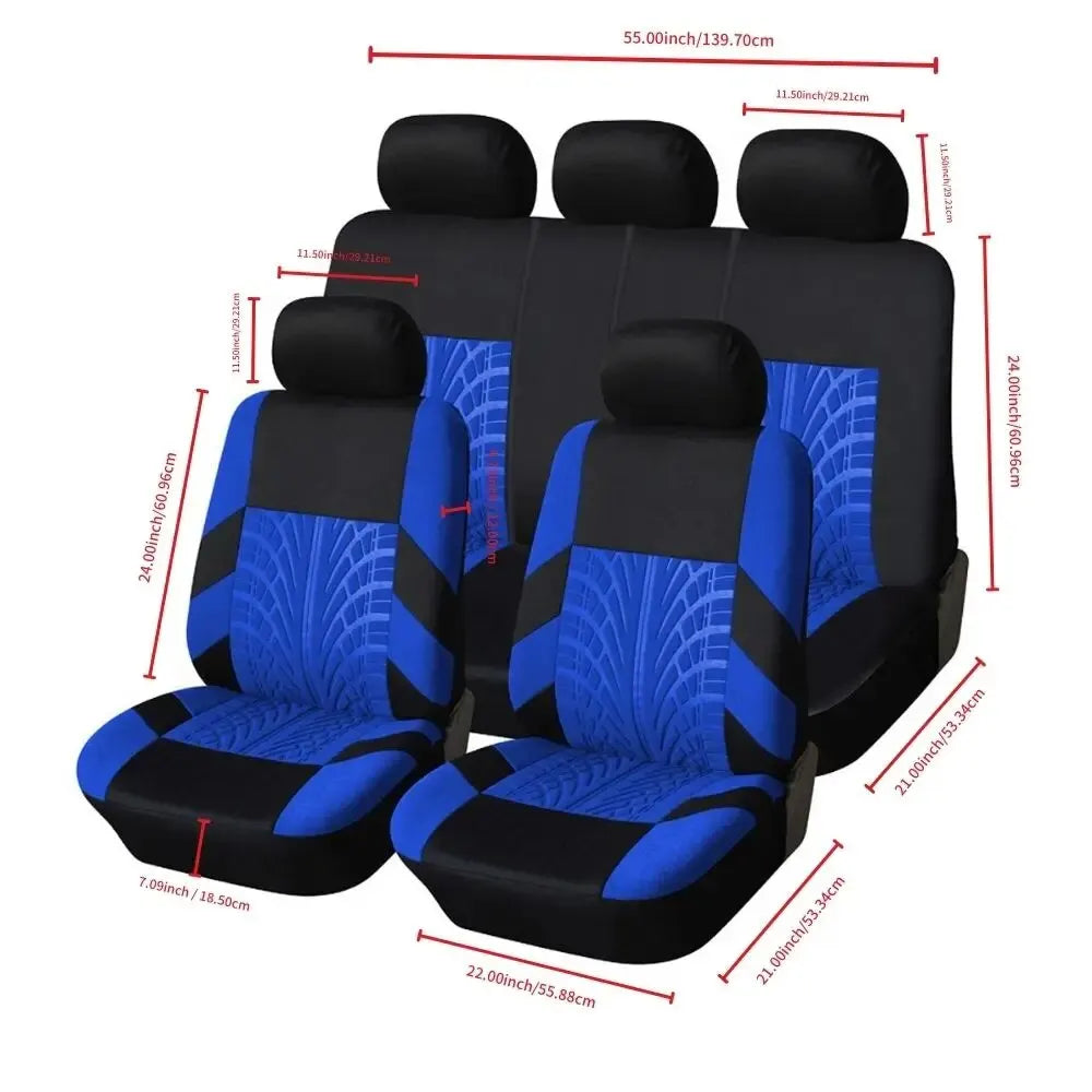 Universal Car Seat Covers Full Set – Front Seats & Split Rear Bench Cloth Covers for SUV, Sedan & Van