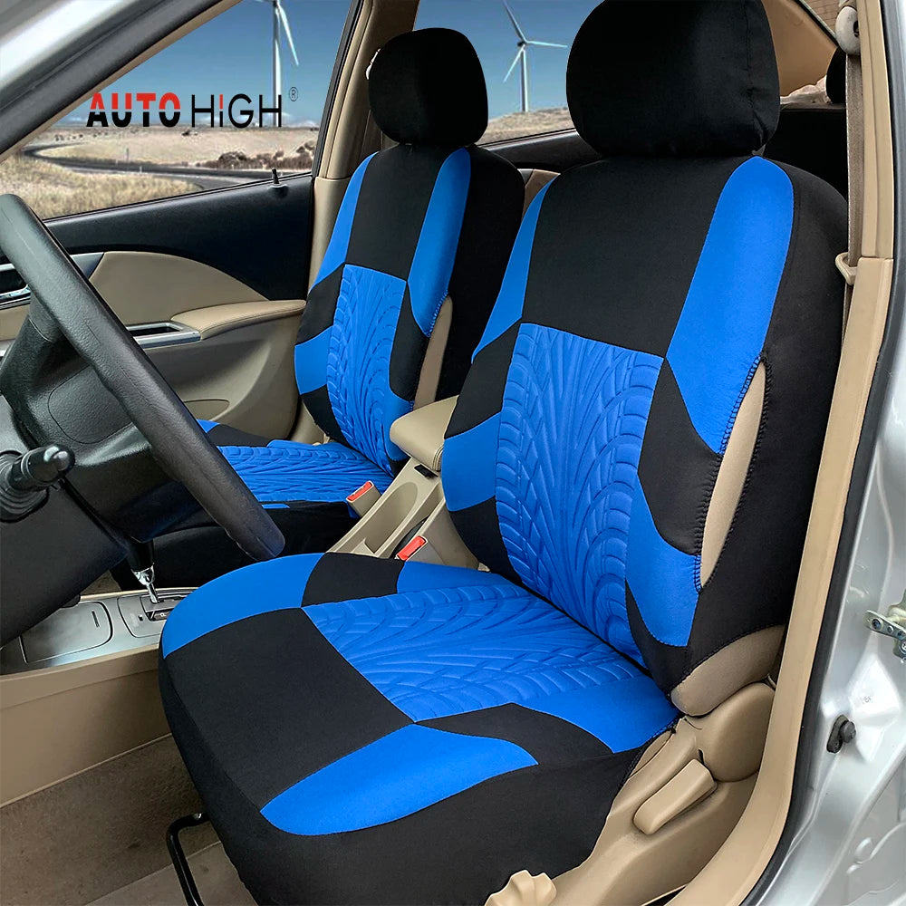 AUTO HIGH Embroidered Car Seat Covers – Polyester Universal Fit Front Pair for Cars, Trucks, SUVs & Vans