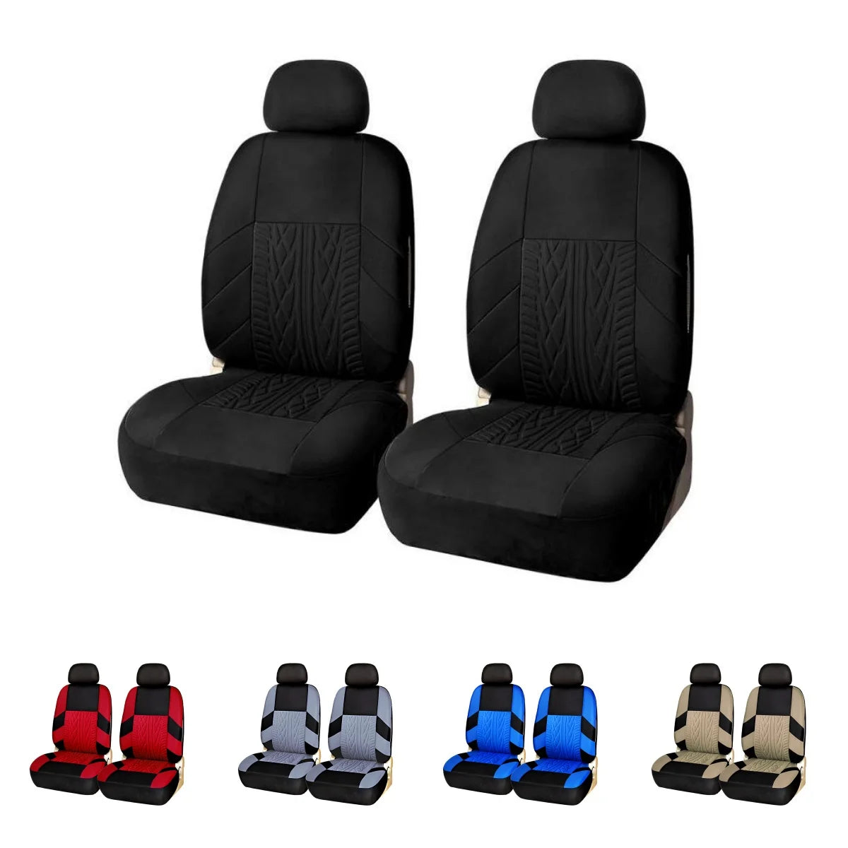 AUTO HIGH Embroidered Car Seat Covers – Polyester Universal Fit Front Pair for Cars, Trucks, SUVs & Vans